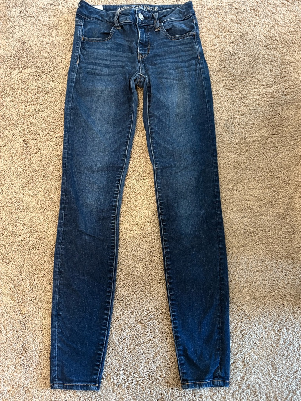 American Eagle Medium Blue Skinny Jeans - 0 Long
